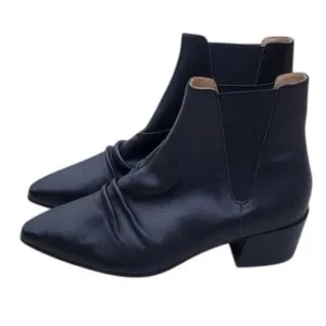 Joie Black Leather Ankle Boots Pointed Toe Block Heel Booties Size US 9