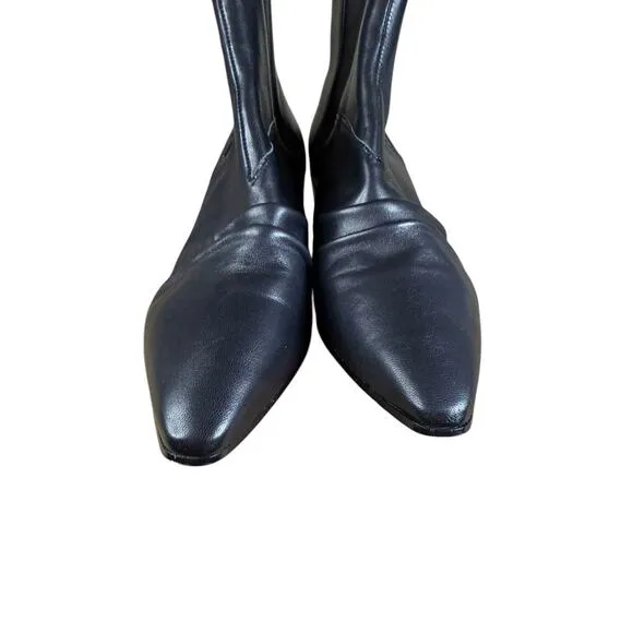 Joie Black Leather Ankle Boots Pointed Toe Block Heel Booties Size US 9