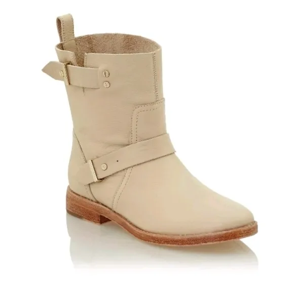 Joie Hoxton Leather Biker Moto Mid Calf Boots