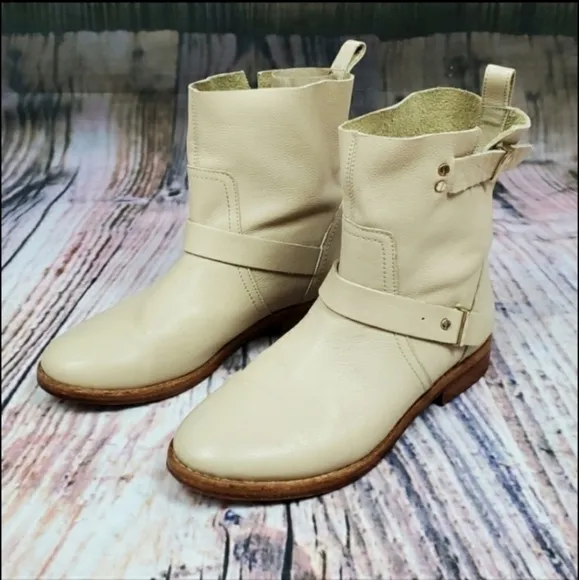 Joie Hoxton Leather Biker Moto Mid Calf Boots