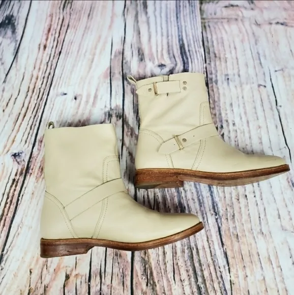 Joie Hoxton Leather Biker Moto Mid Calf Boots