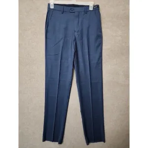 Jos A Bank Slim Fit Traveler Dress Pants Mens 32 Regular Blue Unhemmed Wool NEW
