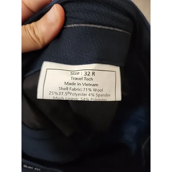Jos A Bank Slim Fit Traveler Dress Pants Mens 32 Regular Blue Unhemmed Wool NEW