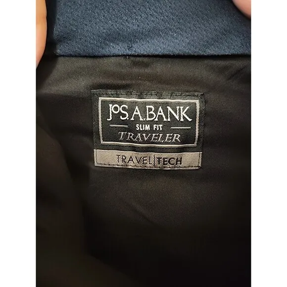 Jos A Bank Slim Fit Traveler Dress Pants Mens 32 Regular Blue Unhemmed Wool NEW