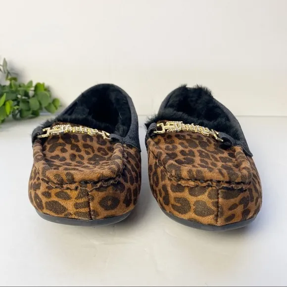 JUICY COUTURE Leopard Moccasin Slipper Faux Fur 7