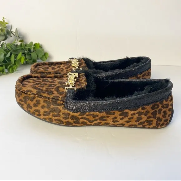 JUICY COUTURE Leopard Moccasin Slipper Faux Fur 7
