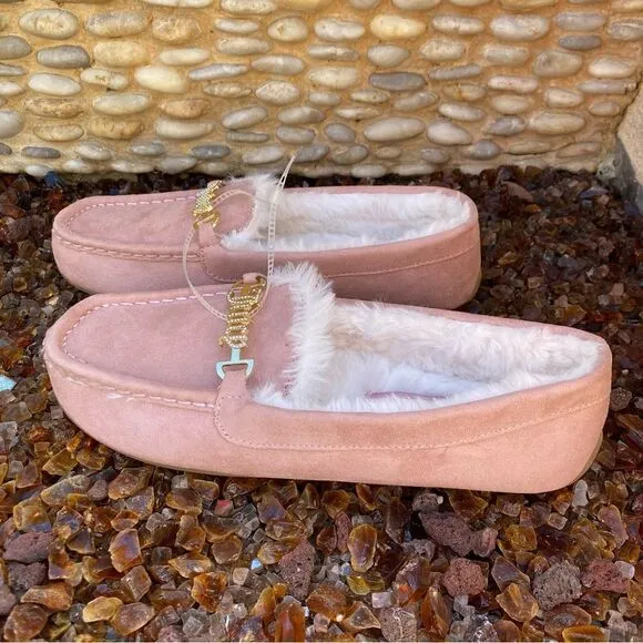 Juicy Couture Pink Fuzzy Moccasins/Slippers. Size 10. New!
