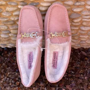 Juicy Couture Pink Fuzzy Moccasins/Slippers. Size 10. New!