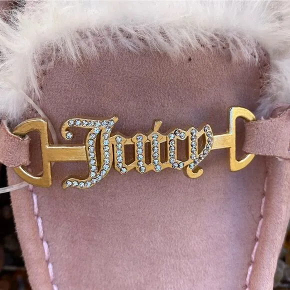 Juicy Couture Pink Fuzzy Moccasins/Slippers. Size 10. New!
