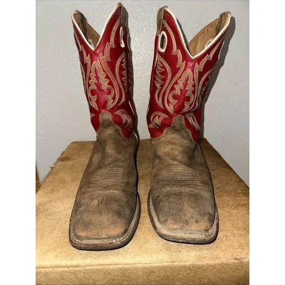 Justin Bent Rail Cowboy Boots Mens 10‎ 1/2 Red Leather Western BR358