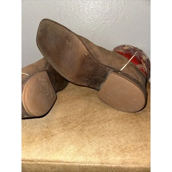 Justin Bent Rail Cowboy Boots Mens 10‎ 1/2 Red Leather Western BR358