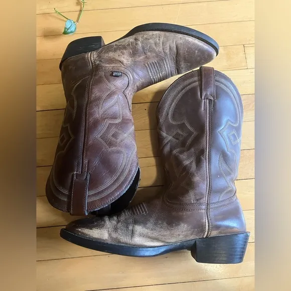 Justin Boots FR100 Brown Leather Roper Cowboy Western Boots