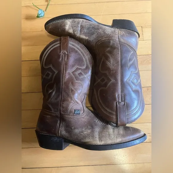 Justin Boots FR100 Brown Leather Roper Cowboy Western Boots