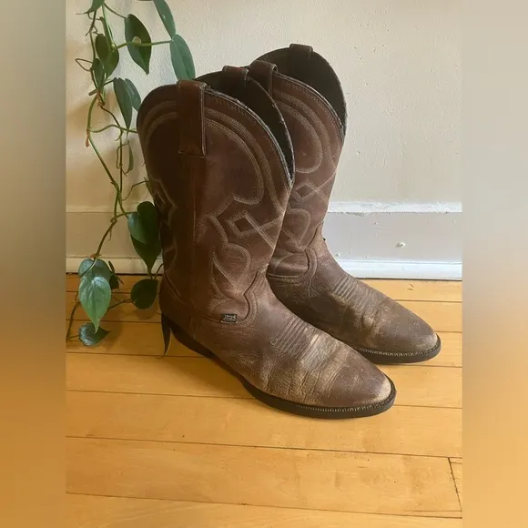 Justin Boots FR100 Brown Leather Roper Cowboy Western Boots
