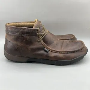 Justin Cappie 4&quot; Work Boots Men's Size 13 M Brown Leather Slip Resistant Moc Toe
