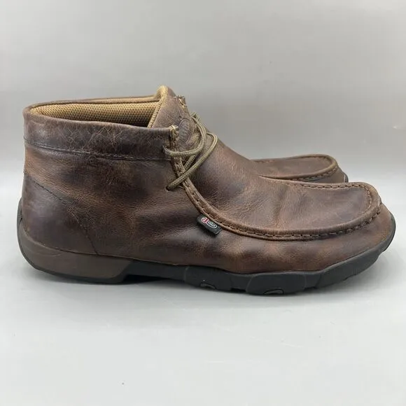 Justin Cappie 4&quot; Work Boots Men's Size 13 M Brown Leather Slip Resistant Moc Toe