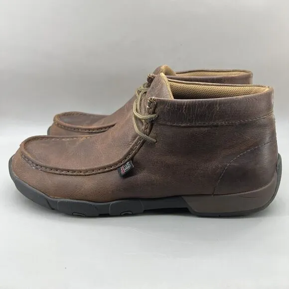 Justin Cappie 4&quot; Work Boots Men's Size 13 M Brown Leather Slip Resistant Moc Toe