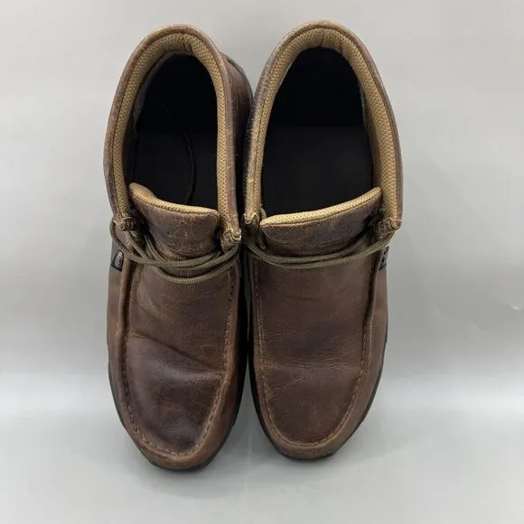 Justin Cappie 4&quot; Work Boots Men's Size 13 M Brown Leather Slip Resistant Moc Toe