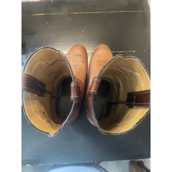 Justin Roper Boots Exotic Men's 8.5 EE Smooth Ostrich Antique Brown MADE IN USA