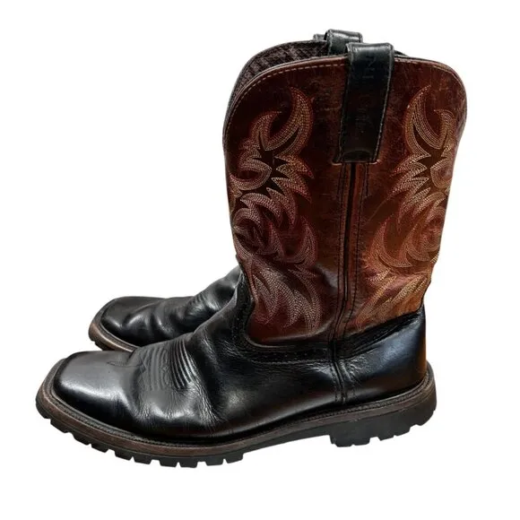 Justin Size 10D Cowboy Boots Square Toe Western Work Outdoors Rodeo Concert