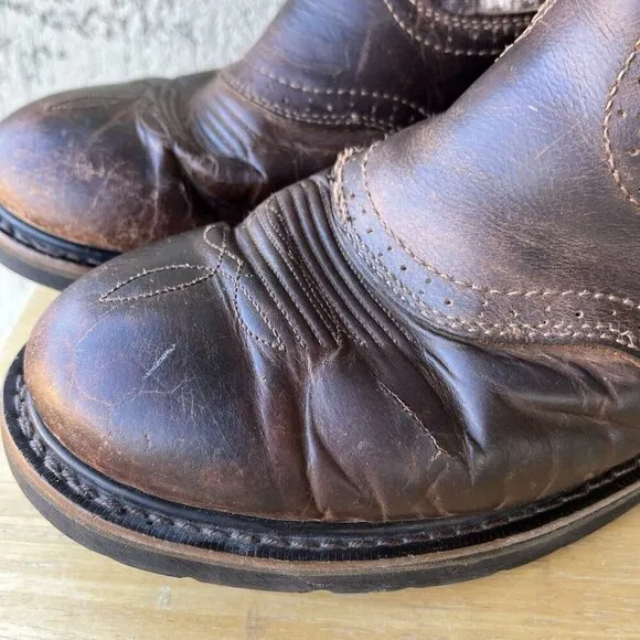Justin Stampede Waterproof Work Boots Mens Size 10 EE Brown Leather Camo WK4675