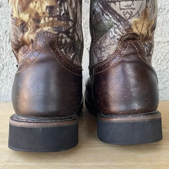 Justin Stampede Waterproof Work Boots Mens Size 10 EE Brown Leather Camo WK4675