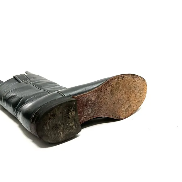 JUSTIN | Vintage 1980s mens dark gray leather western style mid calf roper boots