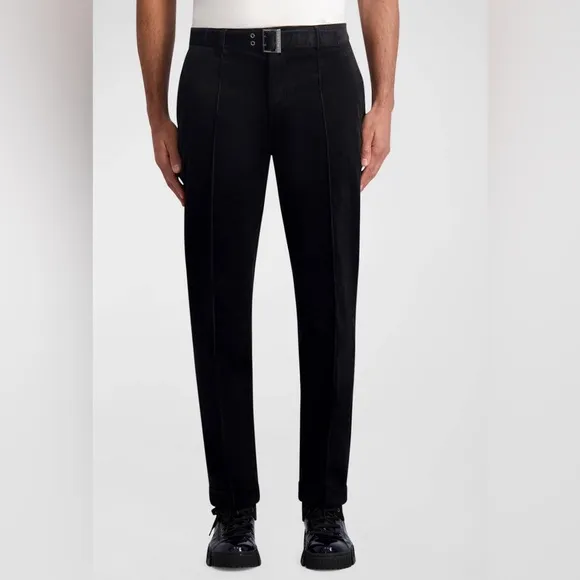 KARL LAGERFELD PARIS CORDUROY SLIM FIT PANTS BELTED PINTUCK MEN BROWN SIZE 32