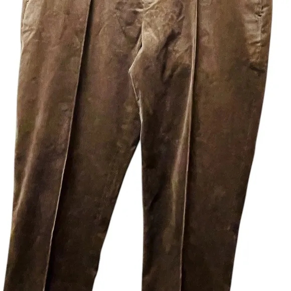 KARL LAGERFELD PARIS CORDUROY SLIM FIT PANTS BELTED PINTUCK MEN BROWN SIZE 32