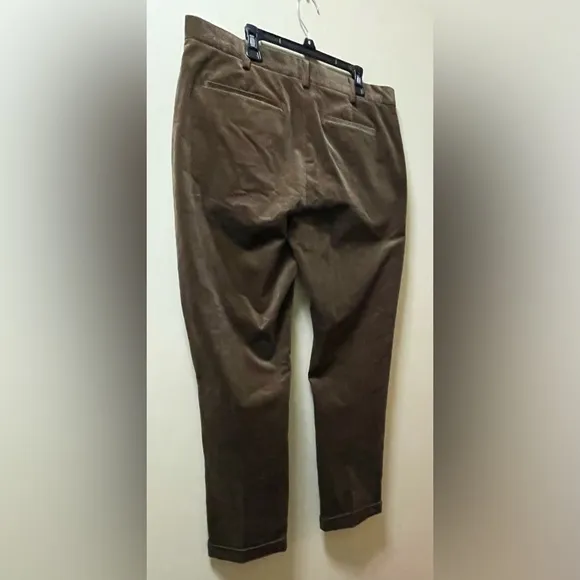 KARL LAGERFELD PARIS CORDUROY SLIM FIT PANTS BELTED PINTUCK MEN BROWN SIZE 32