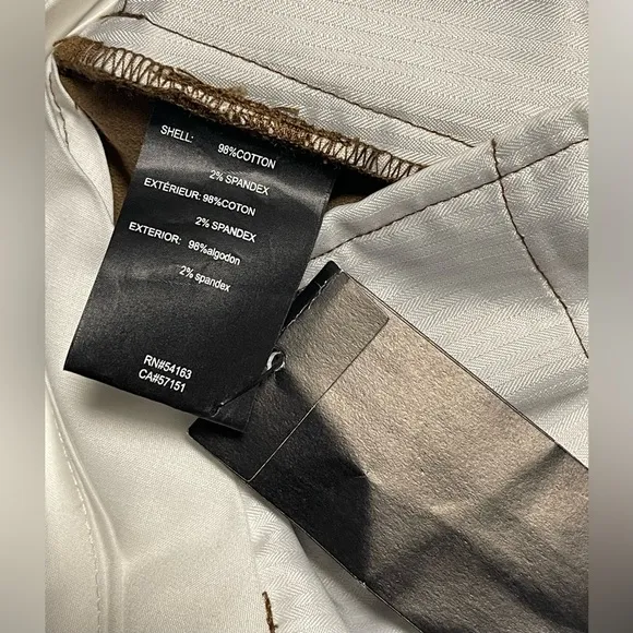 KARL LAGERFELD PARIS CORDUROY SLIM FIT PANTS BELTED PINTUCK MEN BROWN SIZE 32