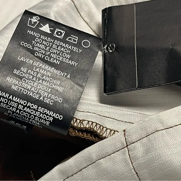 KARL LAGERFELD PARIS CORDUROY SLIM FIT PANTS BELTED PINTUCK MEN BROWN SIZE 32