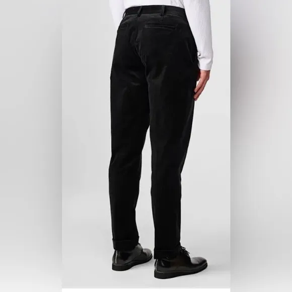 KARL LAGERFELD PARIS CORDUROY SLIM FIT PANTS BELTED PINTUCK MEN BROWN SIZE 32