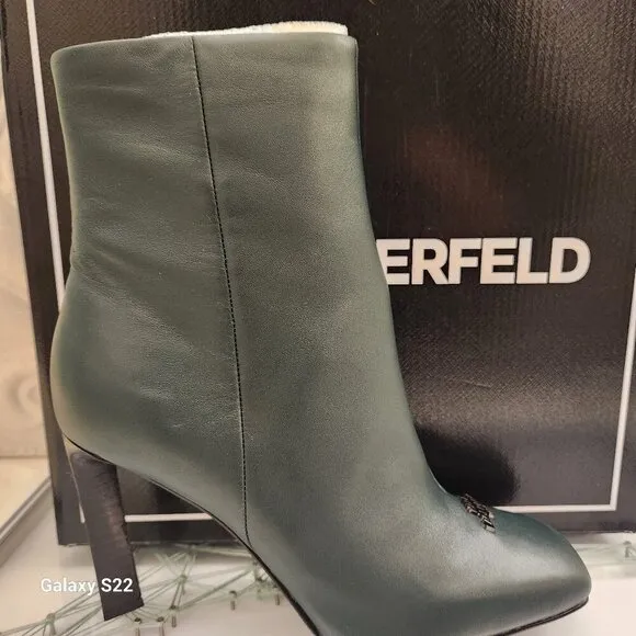Karl Lagerfeld Paris Forest Green &quot;Vica&quot; Booties. NIB. Size Various. Host Pick.