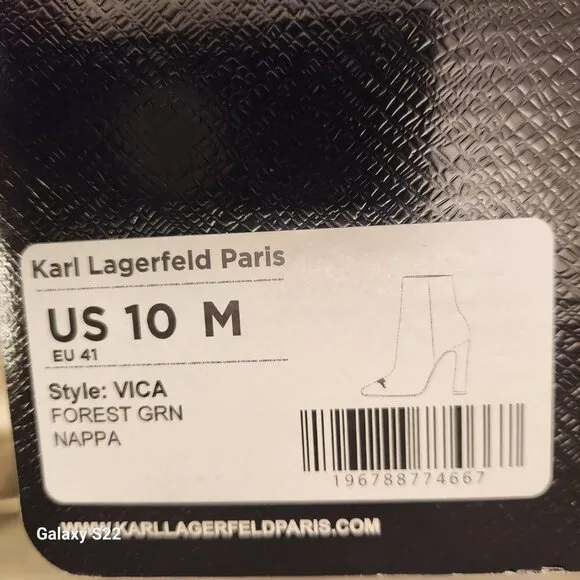 Karl Lagerfeld Paris Forest Green &quot;Vica&quot; Booties. NIB. Size Various. Host Pick.