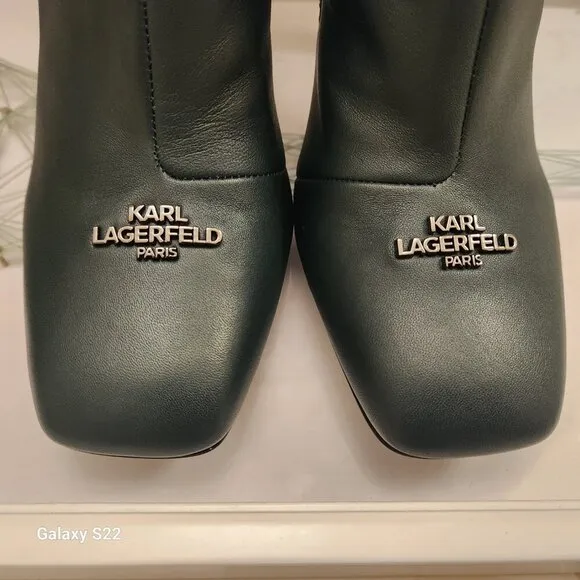 Karl Lagerfeld Paris Forest Green &quot;Vica&quot; Booties. NIB. Size Various. Host Pick.