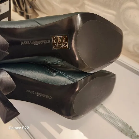 Karl Lagerfeld Paris Forest Green &quot;Vica&quot; Booties. NIB. Size Various. Host Pick.