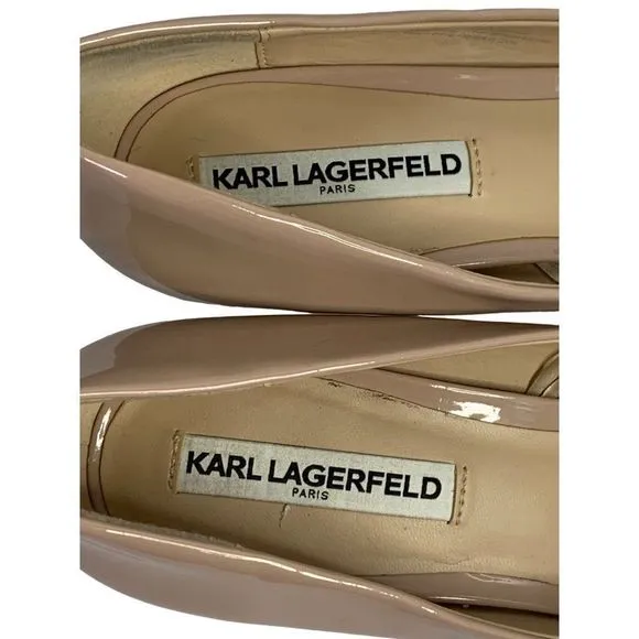 Karl Lagerfeld Rosana Dress Pump Faux Patent Leather Nude Women’s Sz 9 M 6059