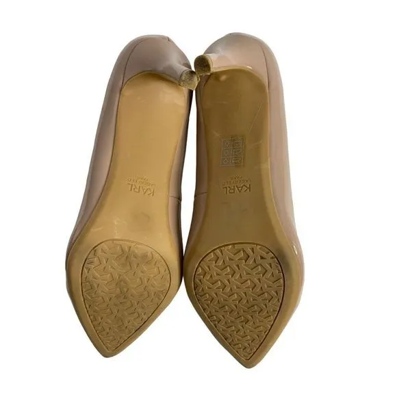 Karl Lagerfeld Rosana Dress Pump Faux Patent Leather Nude Women’s Sz 9 M 6059