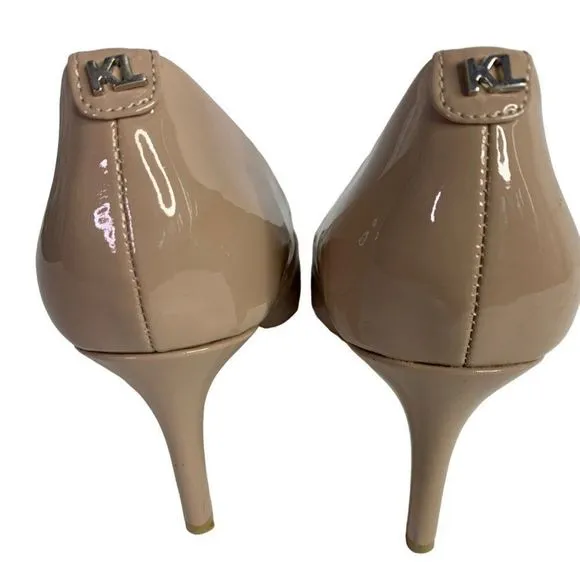 Karl Lagerfeld Rosana Dress Pump Faux Patent Leather Nude Women’s Sz 9 M 6059