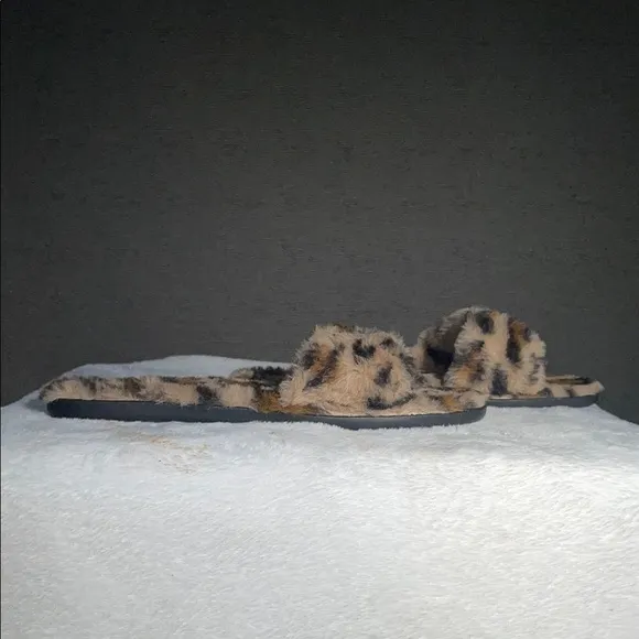 Kate Spade Cozy Brown and Black Animal Print Slippers