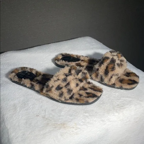 Kate Spade Cozy Brown and Black Animal Print Slippers