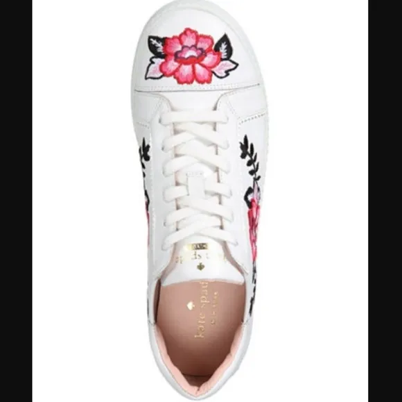kate spade Everhart Sneakers White Napa Sheep Skin Leather Comfy 8.5m &amp; 9.5m NIB