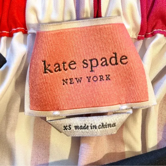 KATE SPADE Gardenside Multi Stripe Bow Detail Preppy Midi Dress NWOT  Sz XS