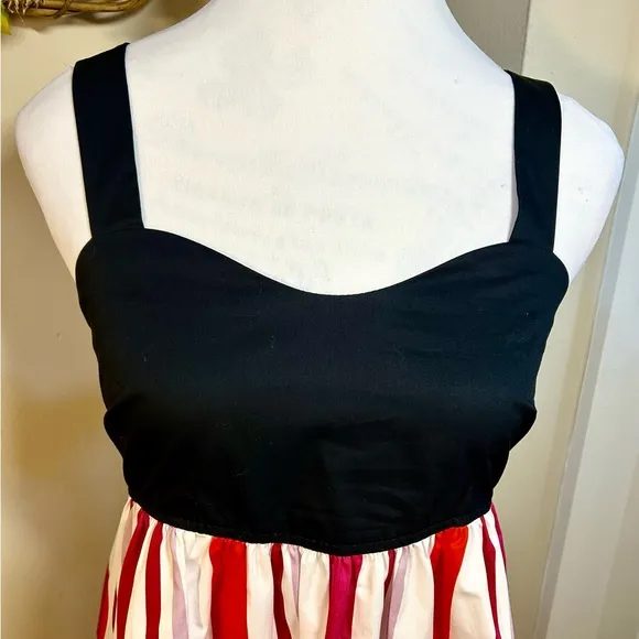 KATE SPADE Gardenside Multi Stripe Bow Detail Preppy Midi Dress NWOT  Sz XS