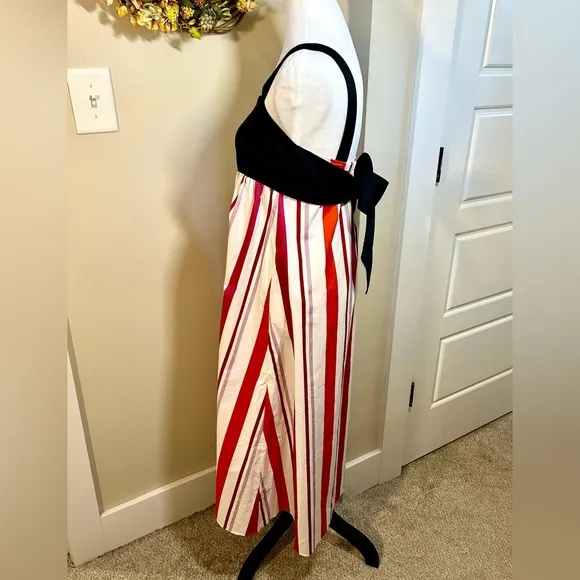 KATE SPADE Gardenside Multi Stripe Bow Detail Preppy Midi Dress NWOT  Sz XS