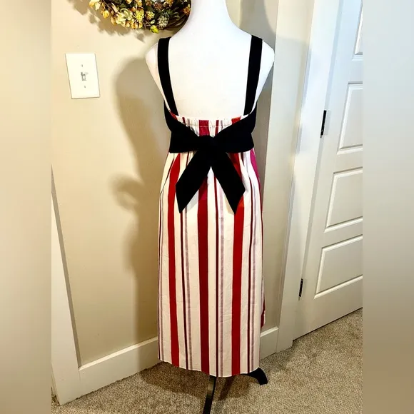 KATE SPADE Gardenside Multi Stripe Bow Detail Preppy Midi Dress NWOT  Sz XS