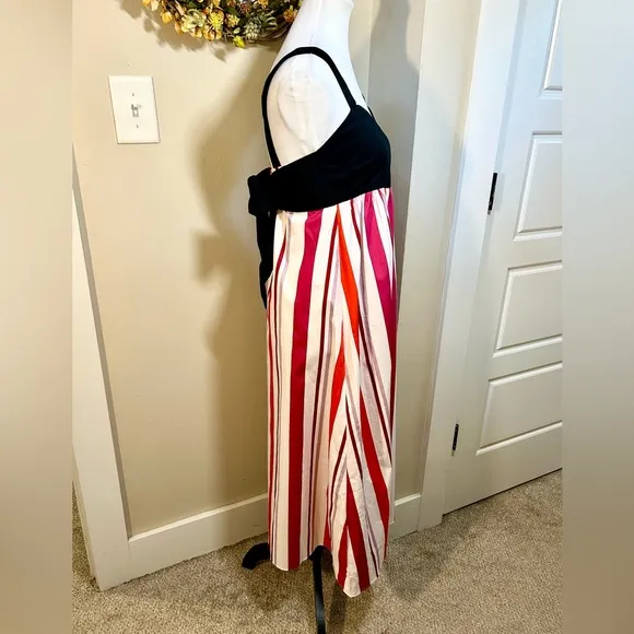 KATE SPADE Gardenside Multi Stripe Bow Detail Preppy Midi Dress NWOT  Sz XS