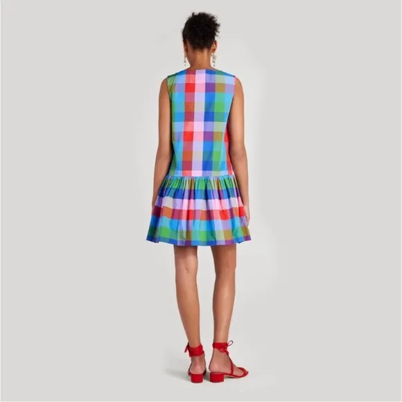 ♠️kate spade Madras Taffeta Shift Mini Dress, Blue Multi NWT