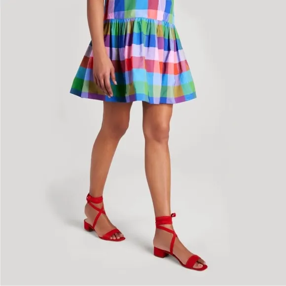 ♠️kate spade Madras Taffeta Shift Mini Dress, Blue Multi NWT